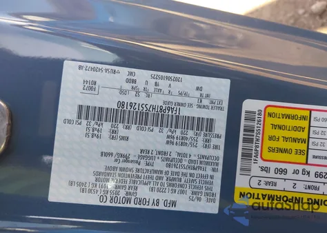 2025 Ford Mustang Ecoboost Fastback z USA, uszkodzony, nr VIN 1FA6P8TH7S5126180